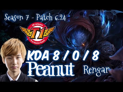SKT T1 Peanut RENGAR vs REK'SAI Jungle - Patch 6.24 KR Ranked