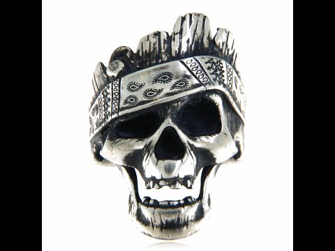 Inel Masiv Barbatesc Argint 925 Oxidat Hippie Rebel Biker Skull - Simbolul Libertatii