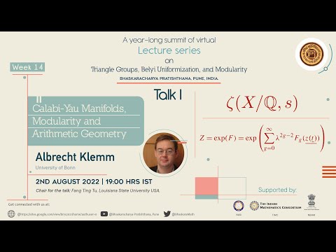 Calabi-Yau Manifolds, Modularity and Arithmetic Geometry - Albrecht Klemm, University of Bonn