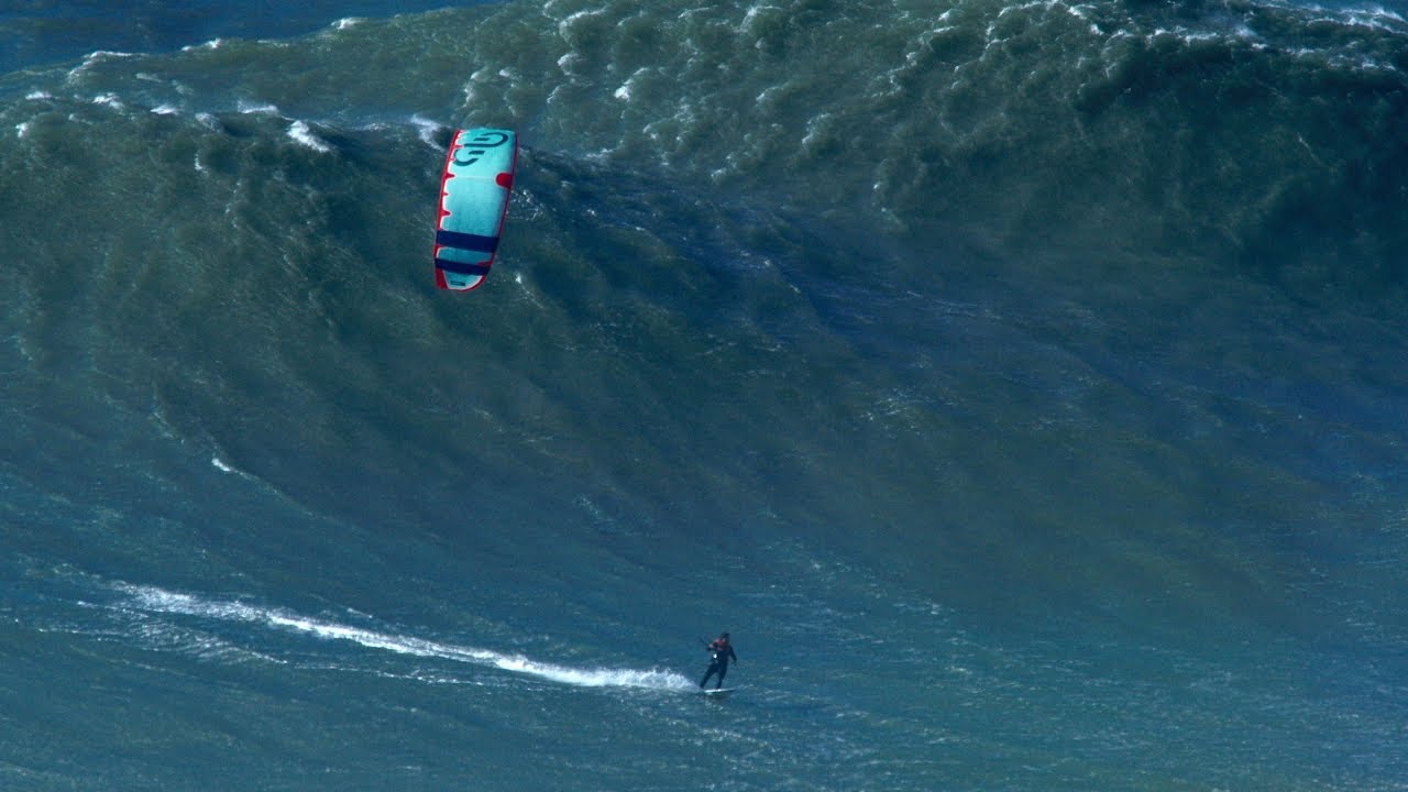 BIGGEST Wave Kite Surfed by Nuno Figueiredo at Nazare | Hard Rock version