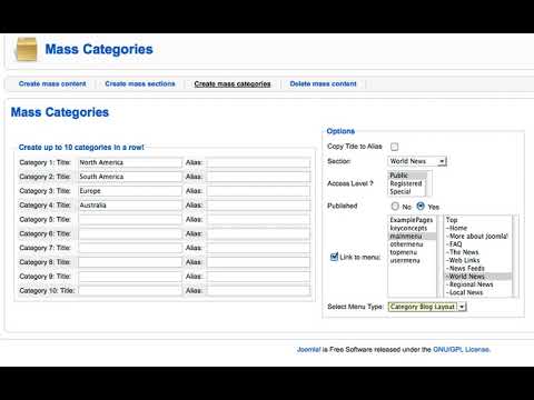 Joomla 1 5 Intermediate Lesson 16 Mass Content