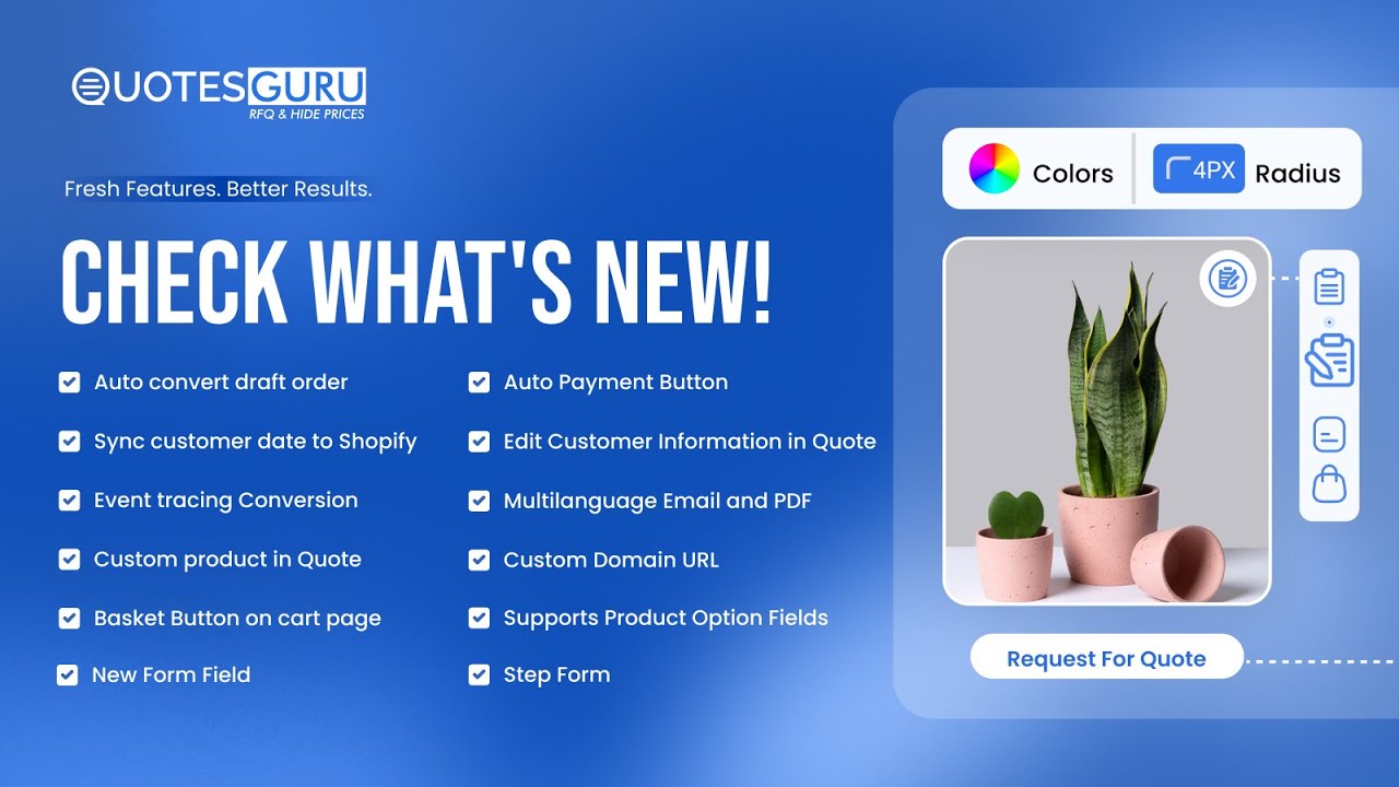QG Request a quote, Hide Price Demo