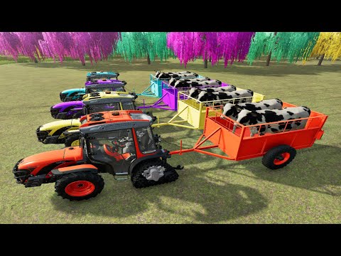 TRANSPORT COLOR! Loading and Transporting Cows On Colored Tractors | FARMING SIMULATOR 22 MODS