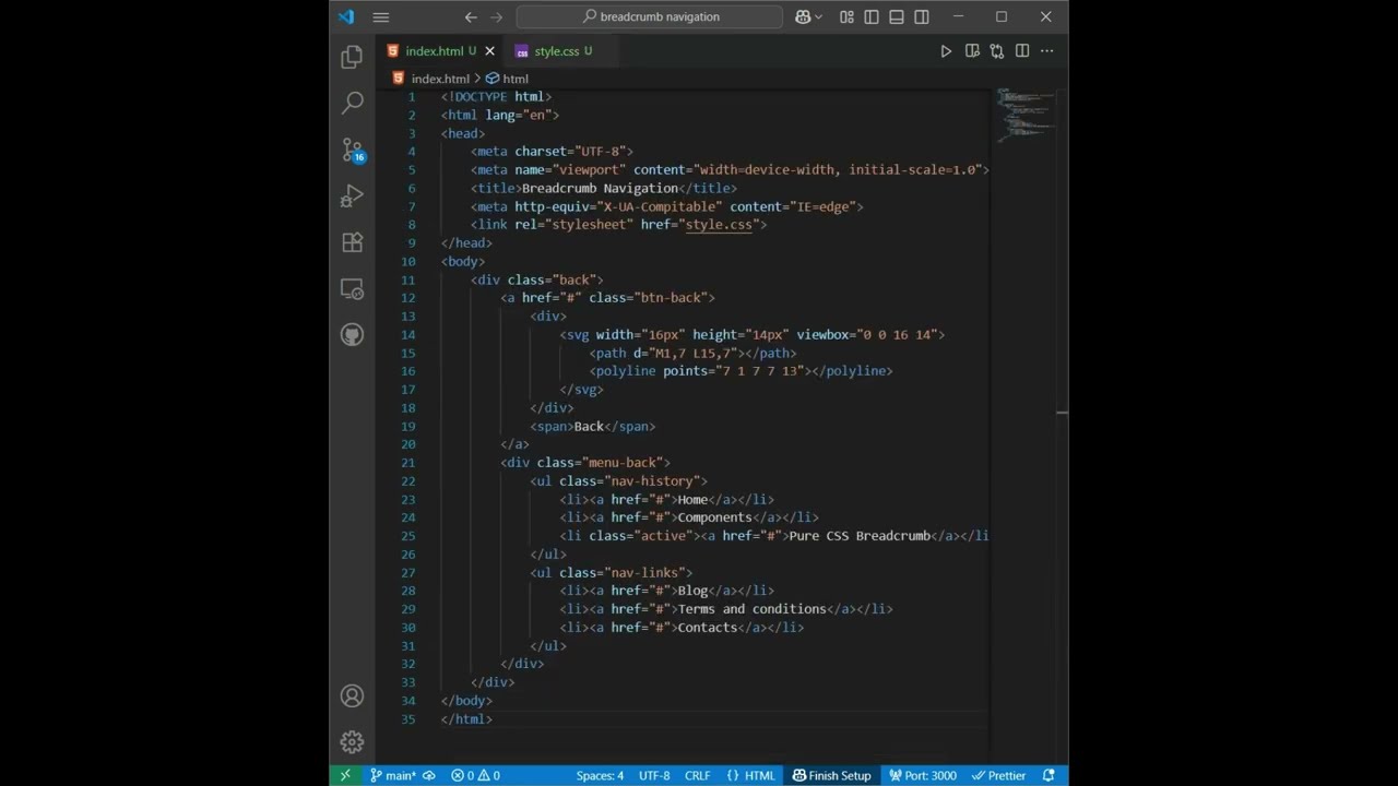 Create Breadcrumb Navigation with EASE using HTML & CSS