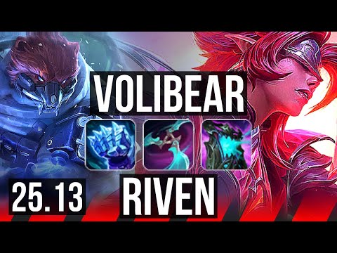 VOLIBEAR vs RIVEN (TOP) | 6 solo kills | KR Master | 25.13