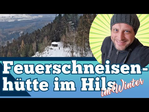 Feuerschneisenhütte am Ith-Hils-Weg im Winter - Hils von oben -  Wandern am Hils-Kammweg Grünenplan