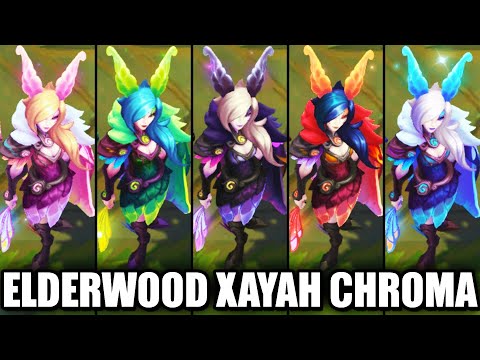 All Elderwood Xayah Chroma Skins Spotlight (League of Legends)