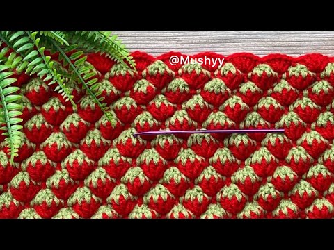 How to Crochet a Strawberry Stitch 3D Pattern EASY Tutorial Beginners #crochettutorial #howtocrochet