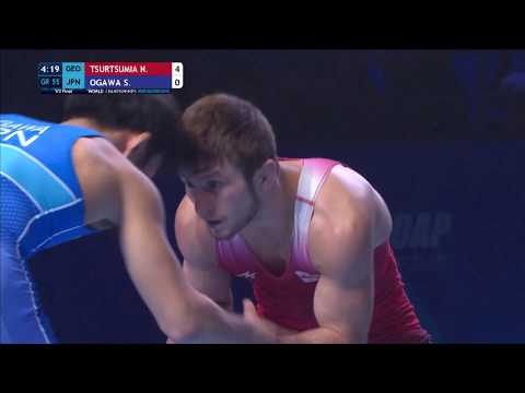 1/2 GR - 55 kg: N. TSURTSUMIA (GEO) v. S. OGAWA (JPN)