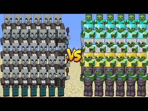 Every Illager and Zombie Tournament – Raid Family vs Zombies Bosses | Minecraft Battle
