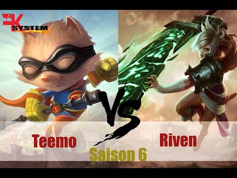 Teemo VS Riven gg bot nice feed Tristana WTF