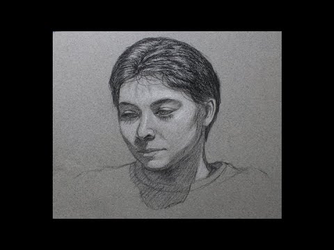 Black & White Charcoal Portrait Demo of Stephanie on...