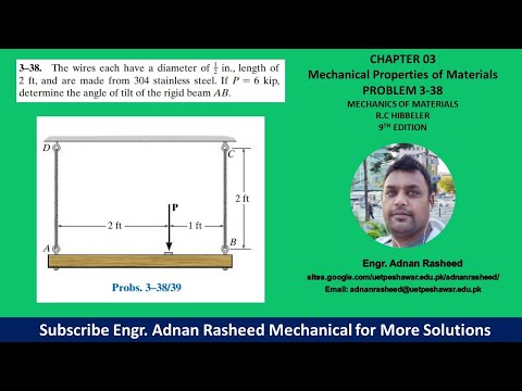 3-38| Chapter 3 | Mechanics of Materials by R.C Hibbeler