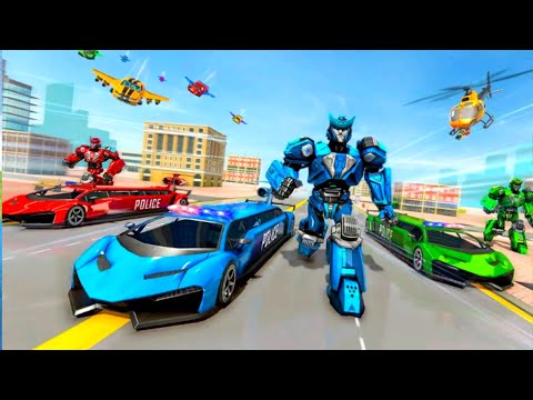 Flying Limo Robot Car Transform: Police Robot Game - Car Game - Android Gameplay