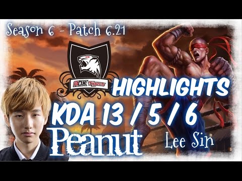 ROX  Peanut LEE SIN Jungle HIGHLIGHTS - Patch 6.21 KR Ranked