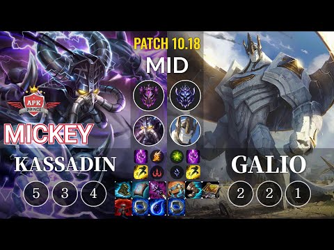 APK Mickey Kassadin vs Galio Mid - KR Patch 10.18
