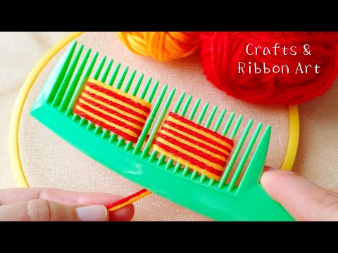It's so Beautiful !! Superb Flower Making Trick Using Hair Comb - DIY Woolen Flowers - Sewing Hack