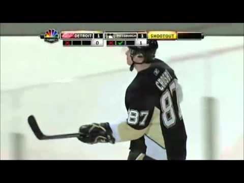 Sidney Crosby scores a shootout goal on Jimmy Howard