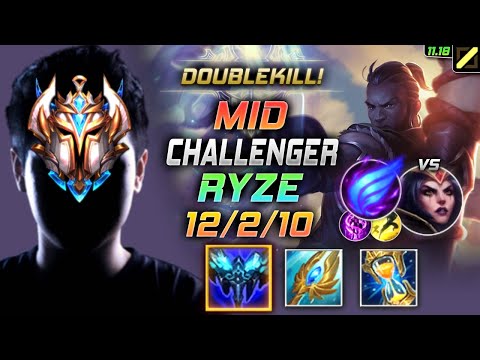 Challenger Ryze MID vs LeBlanc - 챌린저 미드 라이즈 템트리 룬 만년서리 난입 ライズ Райз 符文法师 雷茲 - LOL KR 11.18