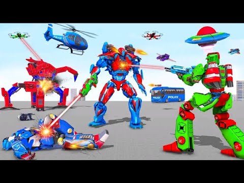 Transforming robot battle in police robot car games and robot transforming games