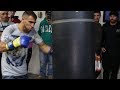 Vasyl Lomachenko hitting the heavy bag with technique and angles for Rigondeaux