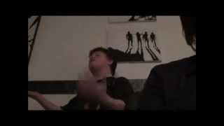 Drunk guy does Foo Fighters/Andreas Johnson covers.