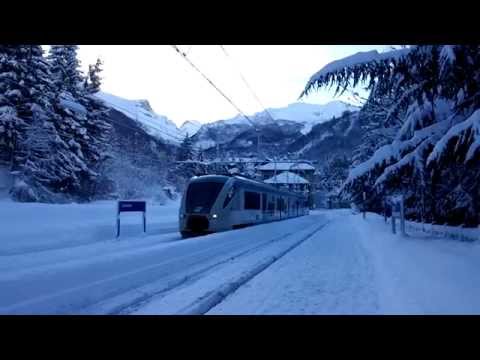ARRIVO E PARTENZA DEL MINUETTO D. "TRENO DELLA NEVE" + REGIONALE : LIMONE Pte. (CN) 8 - 2 - 2015.