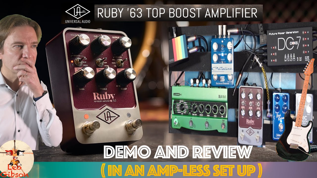 UAFX Ruby 63: demo review in an amp-less setup (RC Booster, Line 6 DL4 mk II) - YouTube
