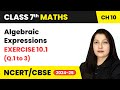 Algebraic Expressions Exercise 10 1 Que 1 To 3 Class 7 Maths Chapter 10 CBSE 2024