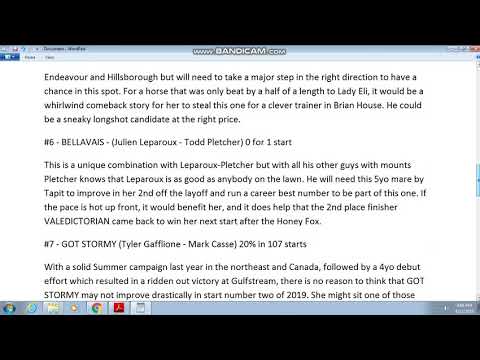 2019 Jenny Wiley Stakes - Keeneland Race 10 - Picks and Analysis