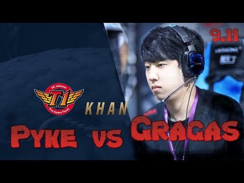 SKT Khan - Pyke vs Gragas Top - LoL Season 9 KR Ranked | League Of Legends