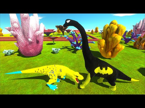 WOLVERINE T-REX vs BATMAN T-REX vs BATMAN BRACHIOSAURUS DEATH RUN - Animal Revolt Battle Simulator