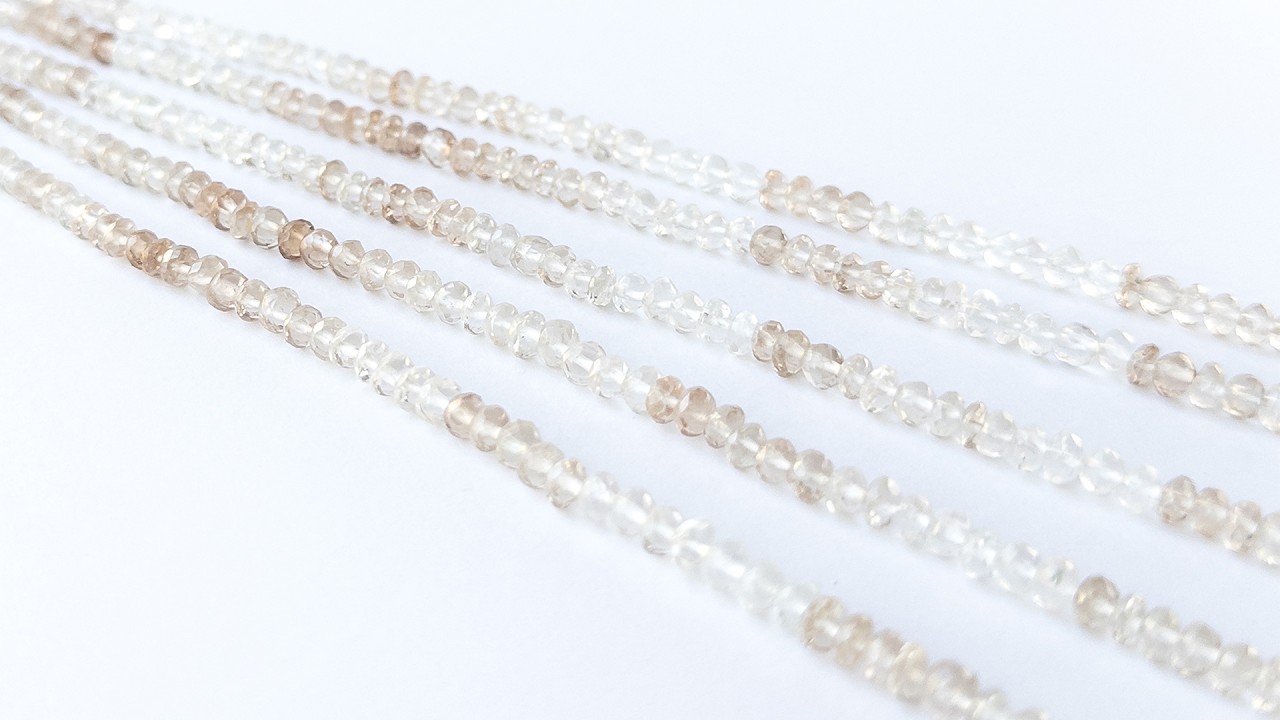 Imperial White Topaz | Faceted Rondelle | 4.5mm Bead Size | 32cm Strand Length video