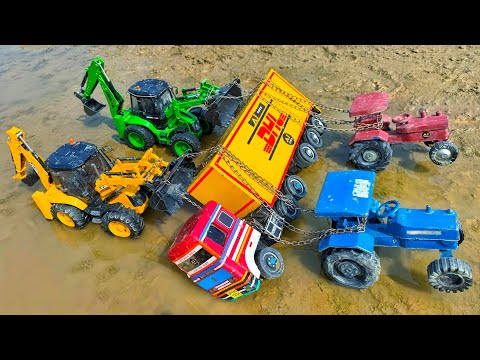 New BharatBenz Dumper Truck Accident Pulling Out Tractor JCB 3DX | Tractor Cartoon | Jcb Cartoon