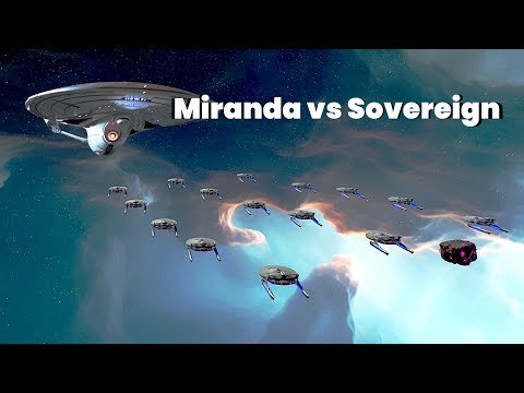 Miranda class vs Sovereign (Star Trek Armada 4)