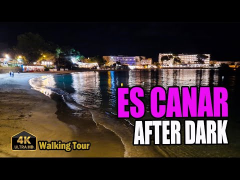 Es Canar, Ibiza by night | Resort Walk 4K