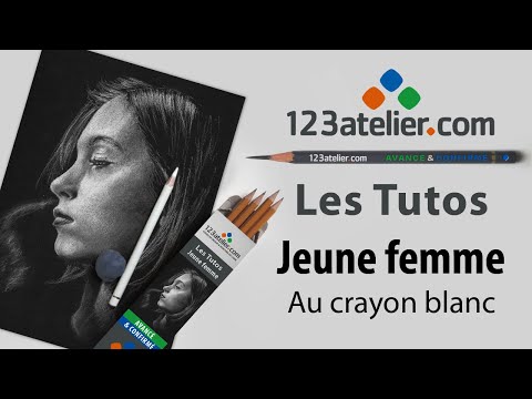 Tuto 4 - Portrait de jeune femme - Technique crayon blanc sur papier noir