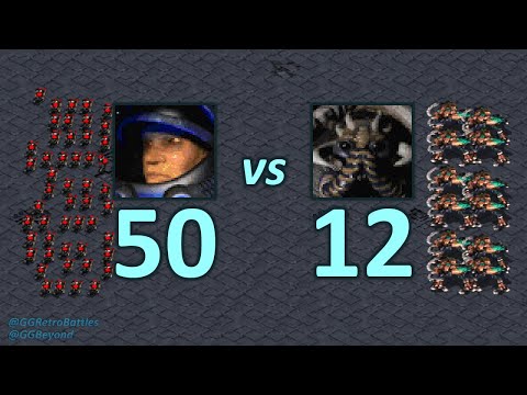 50 Marines vs 12 Ultralisks - Similar Mineral Cost - StarCraft Retro Battles
