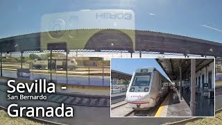 Spain Loja to Granada train side view voyage video. Gps
