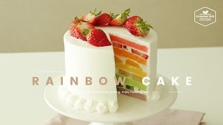 🌈레인보우 과일 케이크 만들기 : Rainbow fruit cake Recipe : レインボーフルーツケーキ -Cookingtree쿠킹트리