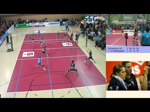 Volleyball 1. Bundesliga Frauen 3:1 Schweriner SC vs. 1. VC Wiesbaden 25:27 25:13 25:19 25:20