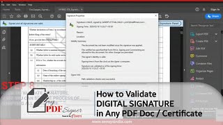 How to Validate DIGITAL SIGNATURE in Any PDF Doc / Certificate? 10 Easy Steps | Sensys my PDF signer