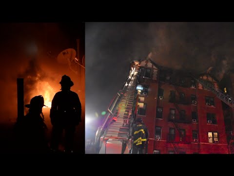 **HEAVY FIRE Through the Roof** FDNY Battles 5-Alarm Blaze in Inwood Apartment Building