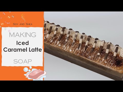 Iced Caramel Latte Cold Process Soap - Layers and Drop Swirls!  Soap Challenge Club entry