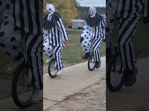 Killer Clowns on unicycles 🤡 #halloween #circus #scary #killer #unicycle #costume #funny #horror