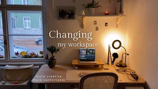 Changing my workspace | a cozy makeover, my new camera and unboxing new things
