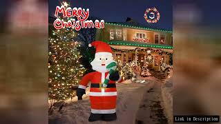 4FT Christmas Inflatable Santa Little crutch Outdoor Decor Built-in LED Lights Outdoor Yard Holiday