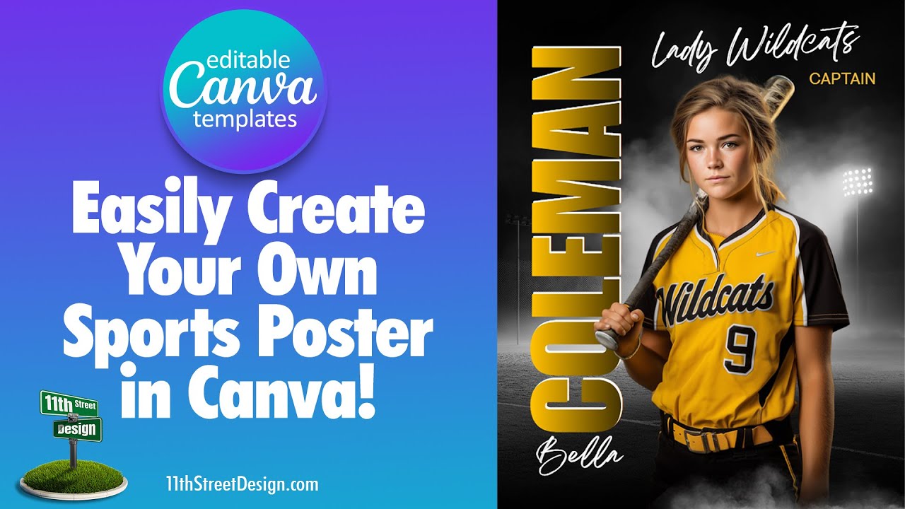Canva Tutorial: Editing Our Standout Softball Poster from 11th Street Design