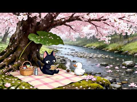 Every petal is a story of a new beginning. 🌸🐾 Cozy Rainy Sakura Lo-fi for Study, Focus