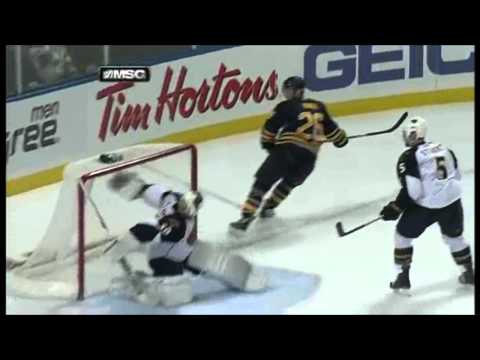 Crazy Hockey Play Everywhere But In (Buffalo Sabres vs Atlanta Thrashers 3/19/11)